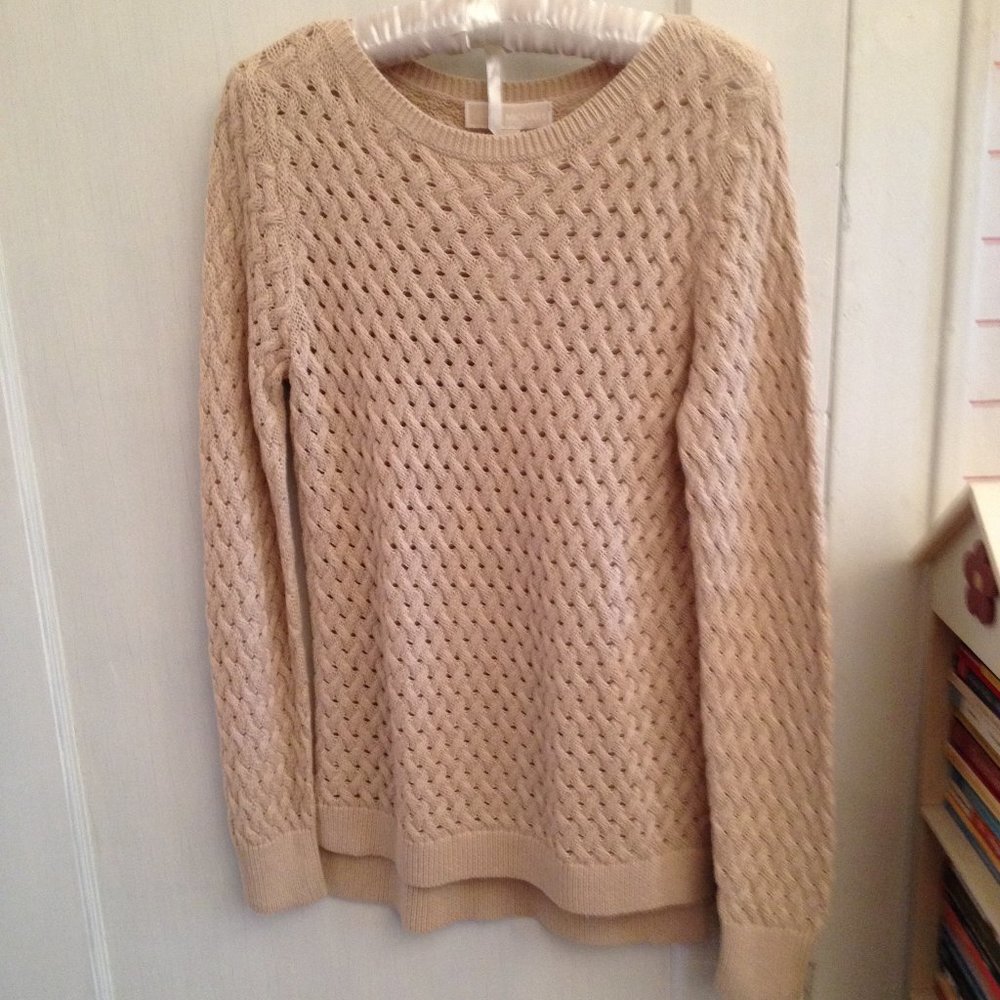 Michael Kors Beige L/S Open Weave Beige Sweater
